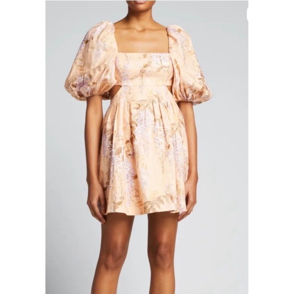 Zimmermann Rosa Cut Out Mini Dress AU 0 US XS Floral Linen Euro Resort Summer - Picture 8 of 11